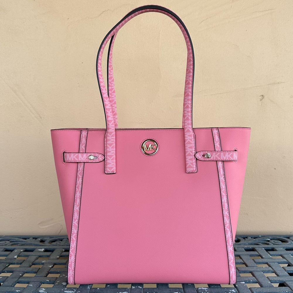 Michael Kors Carmen Large North South Shoulder Tote Bag MK Tea Rose Multi